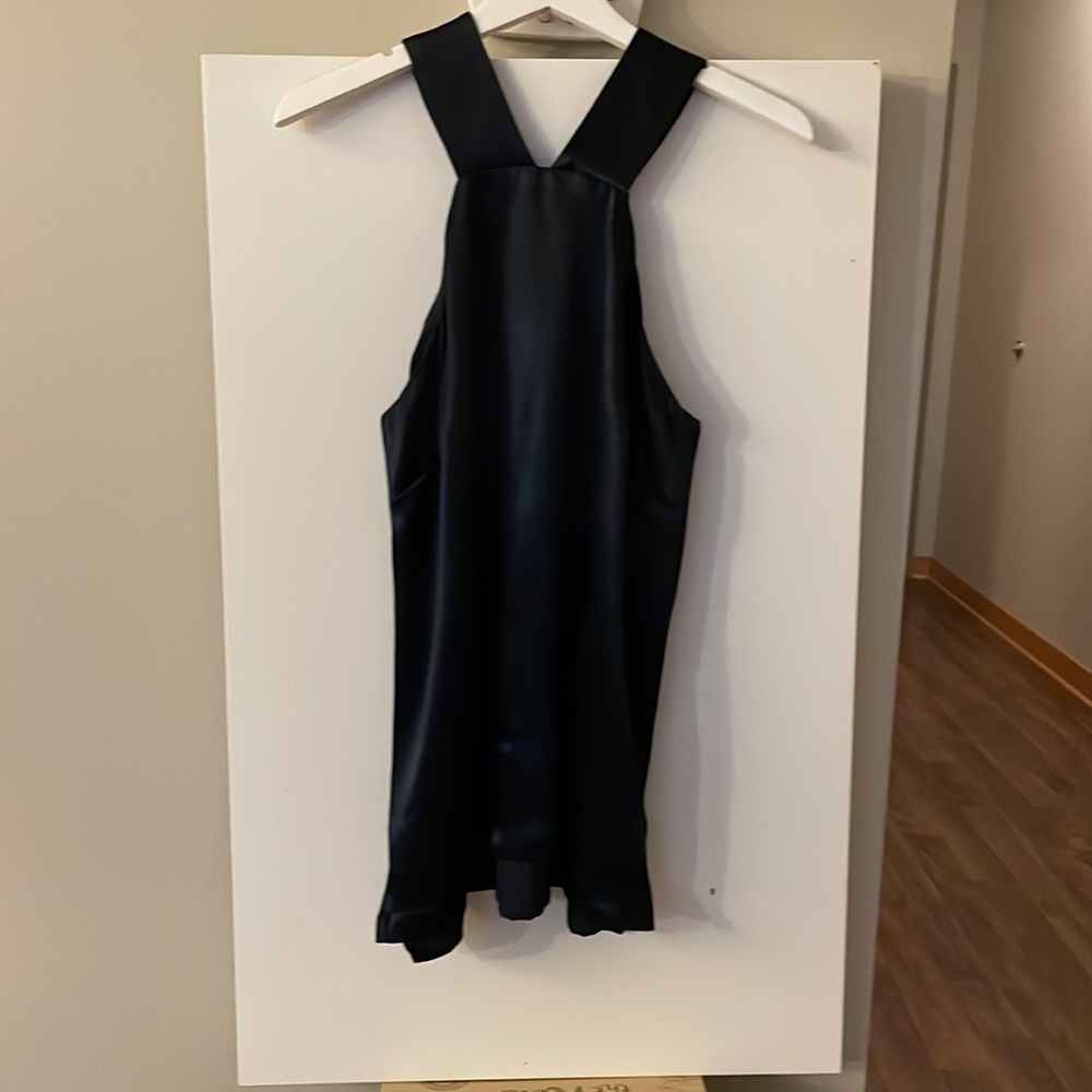 Banana Republic Satan Sleeveless Blouse Navy Blue